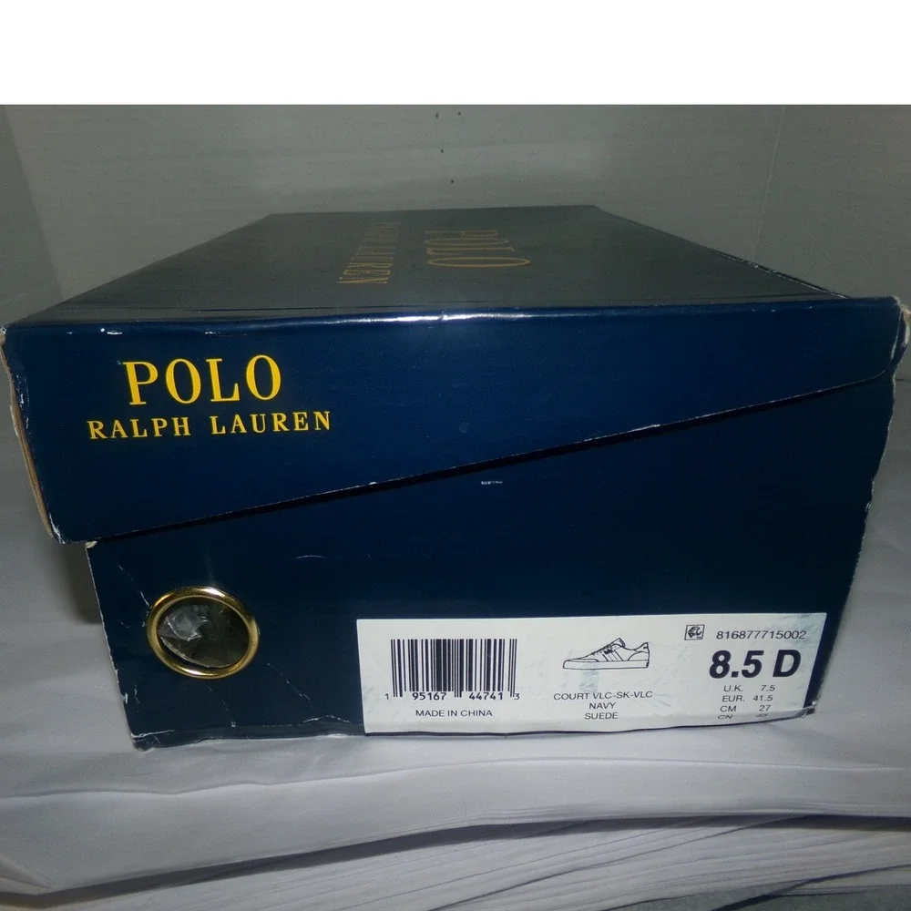 Polo Ralph Lauren Court VLC Mens SZ 8.5 Navy Suede Sneakers Low Top Shoes NIB